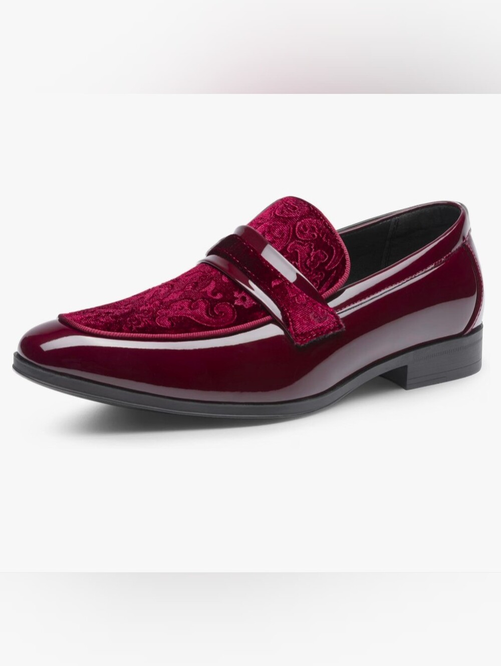 Bruno Marc Velvet & Patent Paisley Dress Loafers – Size 9.5